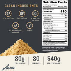 Anea Plant Protein label closeup highlighting clean ingredients.