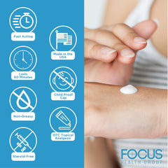 Applying AneCream Focus Health to the skin for quick numbing relief.
