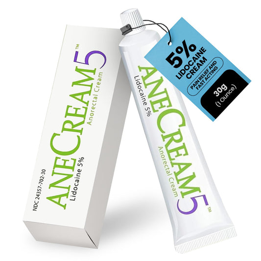 AneCream5% lidocaine cream tube ready for fast numbing relief from anorectal discomfort