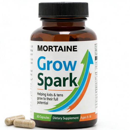 ANEFOSE Mortaine Grow Spark bottle front highlights bone-support nutrients.