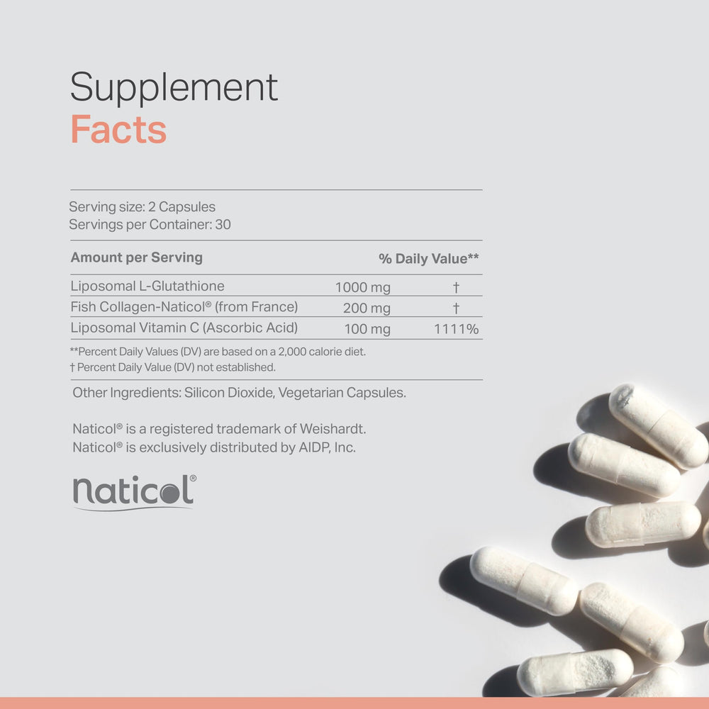 Anew Vita Liposomal Glutathione capsules close-up for convenient supplementation and consistent intake.