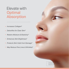 Anew Vita Liposomal Glutathione vitamin C detail showing essential nutrient synergy for skin health.