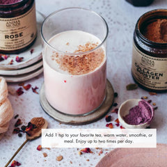 Anima Mundi Apothecary Dirty Rose Chai poured into a glass