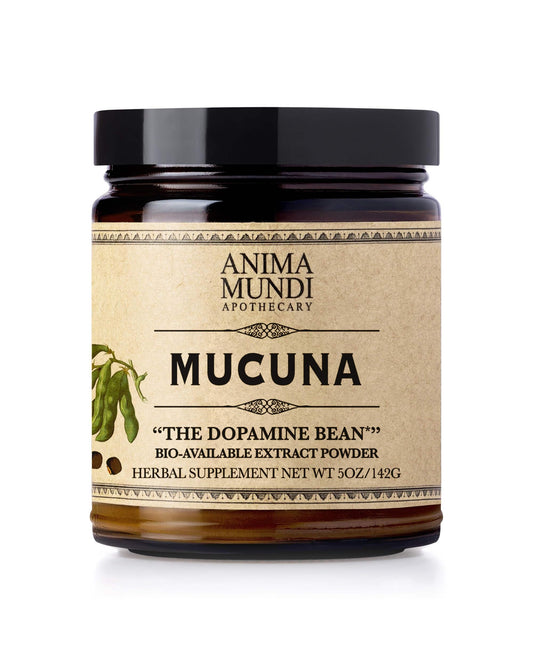 Anima Mundi Mucuna powder bottle ready for daily mood support use.