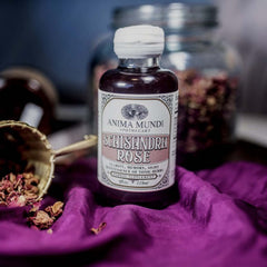 Anima Mundi Schisandra Rose Elixir with rose petals and berries for a floral ritual