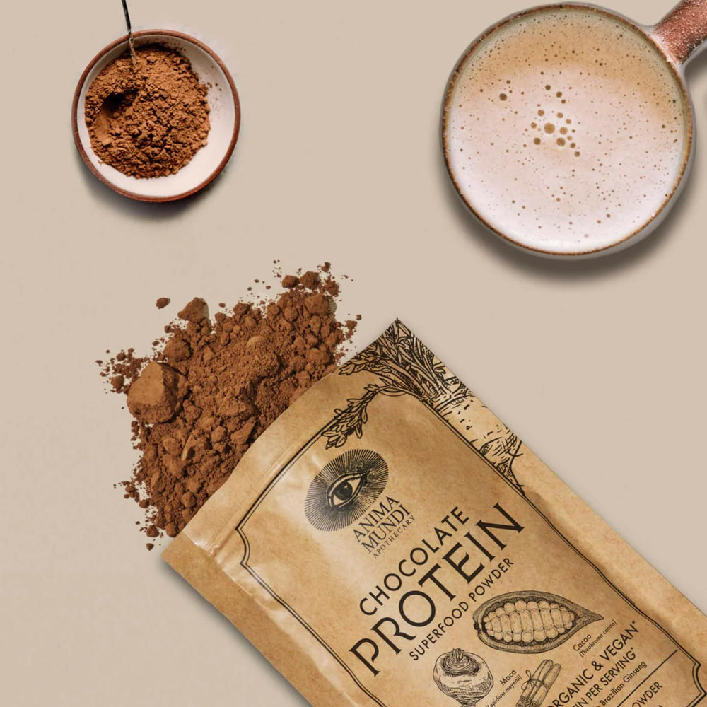 Anima Mundi Apothecary superfood blend with cacao, maca, and cordyceps.