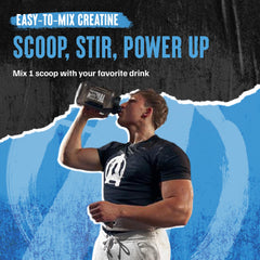 Animal Creatine Monohydrate powder bottle macro close-up showing purity.