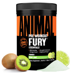 Animal Fury Kiwi Lime pre-workout bottle ready to fuel high-intensity workouts.