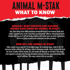 Animal M-Stak label highlights GMP certification and safety testing
