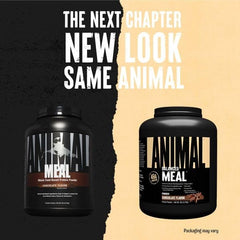 Animal Meal chocolate shake with scoop highlights 46g protein per serving