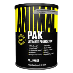 Animal Pak daily pack bottle shows convenient, all-in-one vitamins for daily energy support.