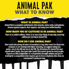Animal Pak training pack tin highlights compact dosage for on-the-go athletes.