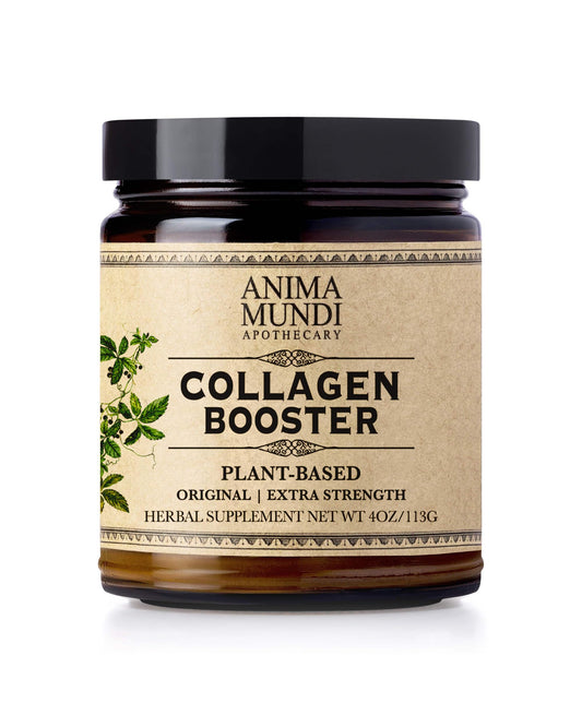 Anima Mundi Apothecary vegan collagen powder bottle for easy mixing in drinks.