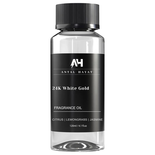 ANTAL HAYAT 24K White Gold Diffuser Oil bottle showcasing premium room ambiance
