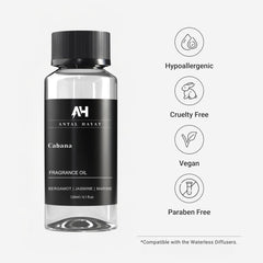 ANTAL HAYAT Cabana diffuser oil amber glass bottle close-up highlighting premium packaging.