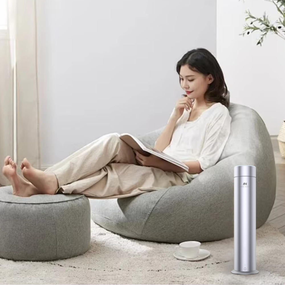 ANTAL HAYAT diffuser showcasing 1200 sq ft coverage in open-plan space