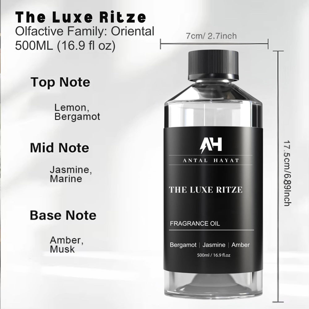 ANTAL HAYAT Ritz-Carlton Inspired Diffuser Oil label closeup highlighting premium fragrance