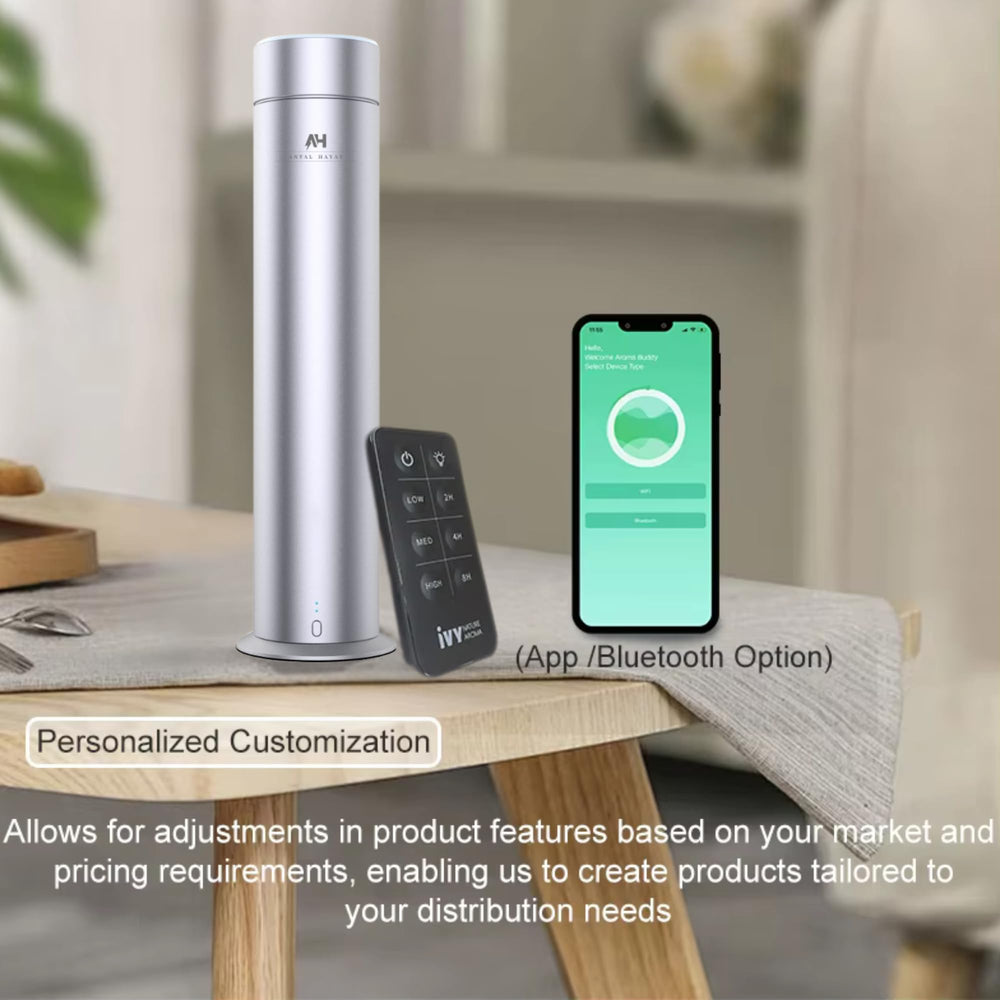 ANTAL HAYAT waterless diffuser side view showing compact, discreet home scent solution