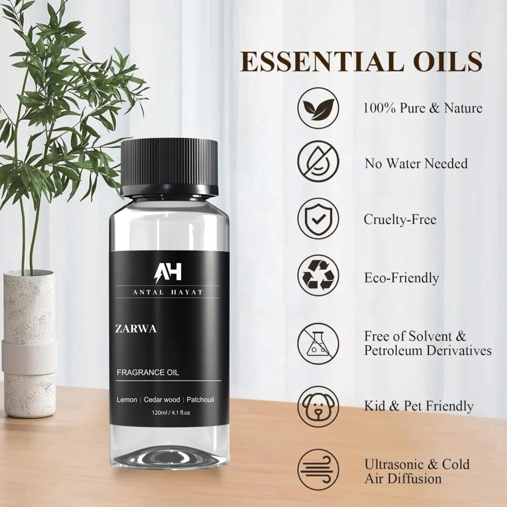 ANTAL HAYAT Zarwa lemon-cedarwood-patchouli blend in a premium bottle.