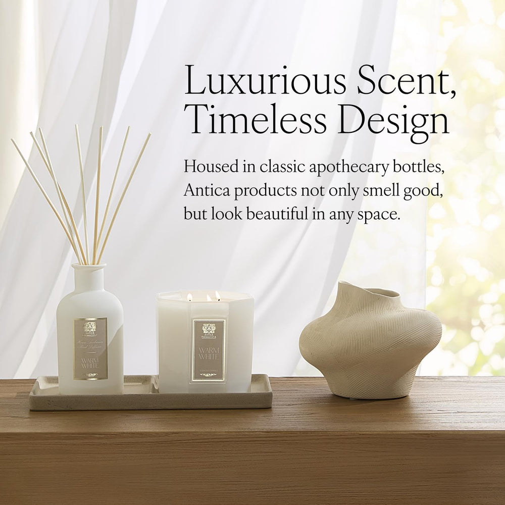 Antica Farmacista home ambiance diffuser packaging closeup, gift-ready presentation for gifting.