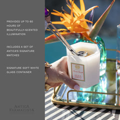 Antica Farmacista signature matches included for refined candle lighting rituals.