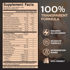 Antidote pre-workout scoop showing creatine and beta-alanine for strength support.