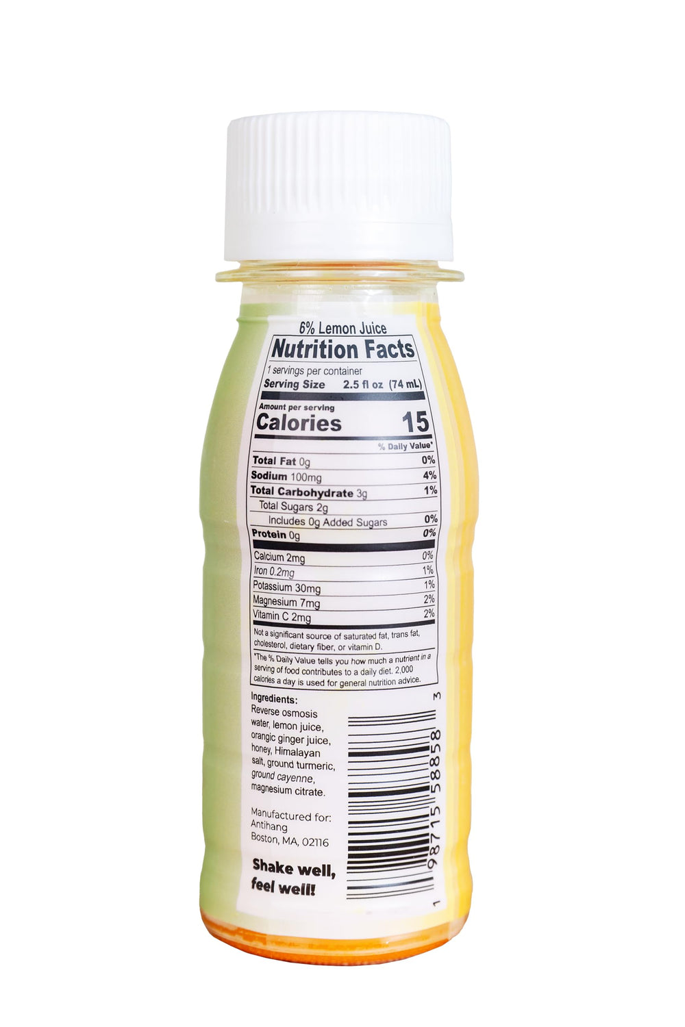 ANTIHANG electrolytes-lemon hydration shot ready for active moments.