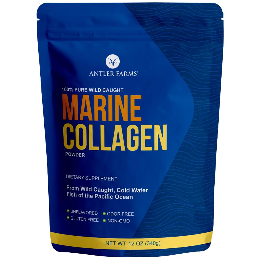 Antler Farms marine collagen powder in a scoop, smooth texture for daily drinks.