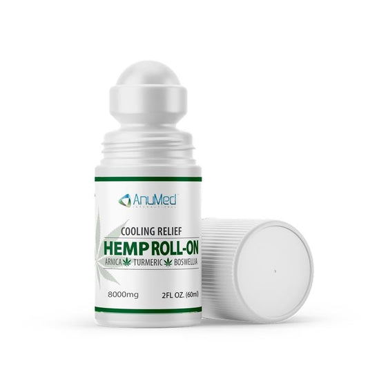 ANUMED Hemp Roll-On 8000mg bottle ideal for fast relief of joints and muscles