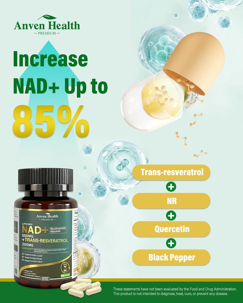 Anven Health Berberine Curcumin capsules indicate metabolic balance for daily energy