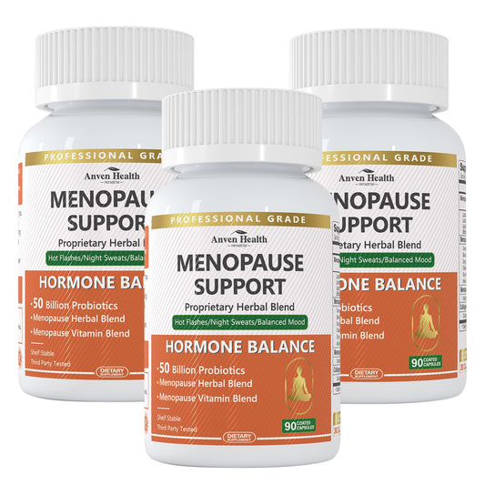 Anven Health menopause probiotic bottle supporting gut balance and daily comfort