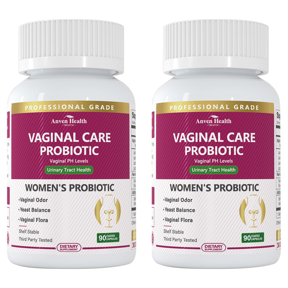 Anven Health Vaginal Probiotics bottle supports balanced vaginal flora and pH balance.