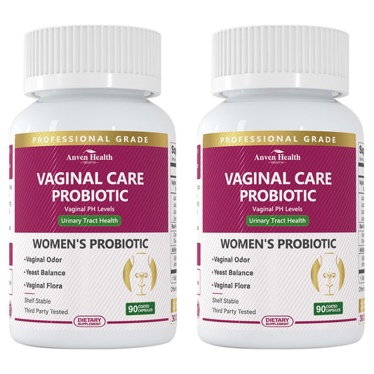 Anven Health Vaginal Probiotics bottle supports balanced vaginal flora and pH balance.
