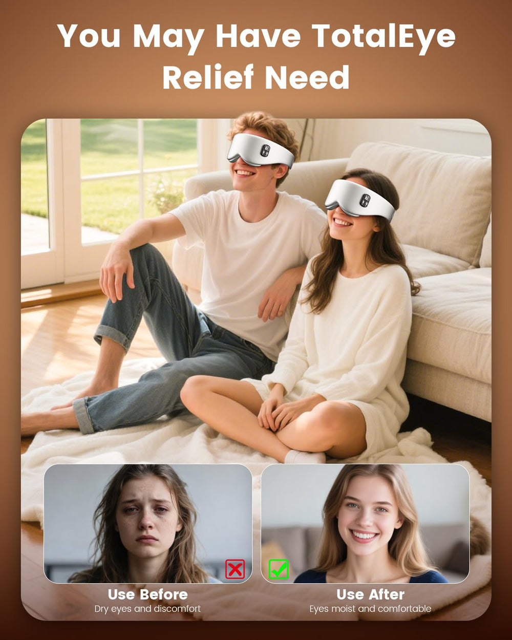 Anydance heated eye mask 1500mAh battery enables portable warmth