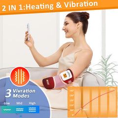 Temperature-controlled elbow pad allows precise heat from 104 to 140°F for comfort