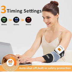 Wireless operation and 2A USB charging keep elbow heat handy anywhere
