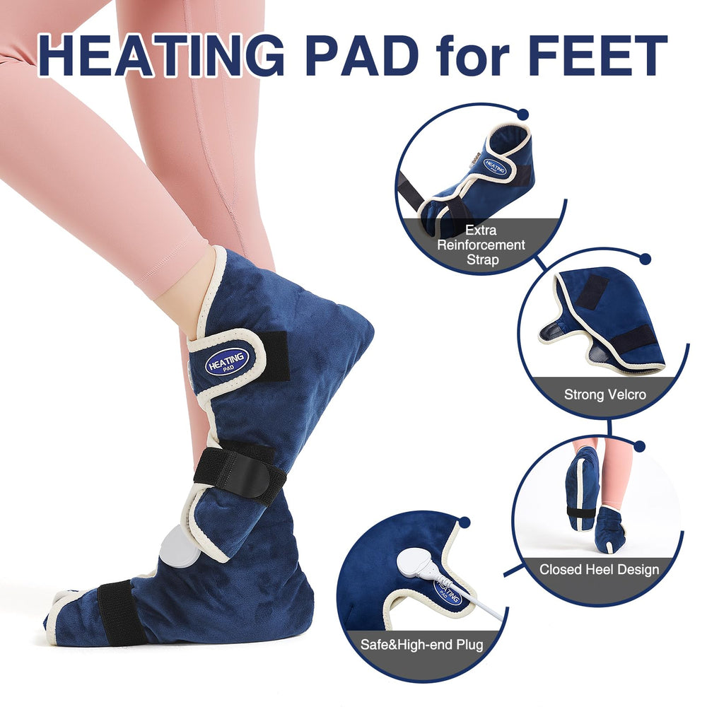 AOKESTE heating pad securely fits foot and ankle with ergonomic strap.