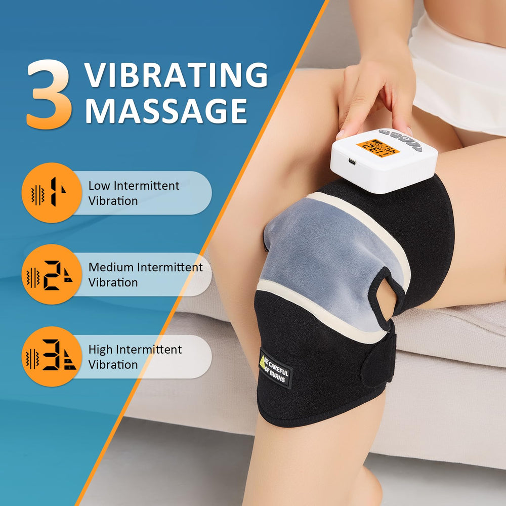 AOKESTE knee massager shows heat settings for customizable knee warmth.