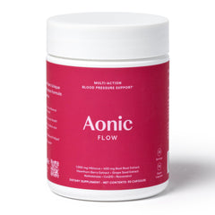 AONIC Flow bottle cap illustrating daily cardiovascular support