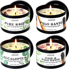 AOOVOO Sage Candle with crystal decoration promotes calm space mindfulness