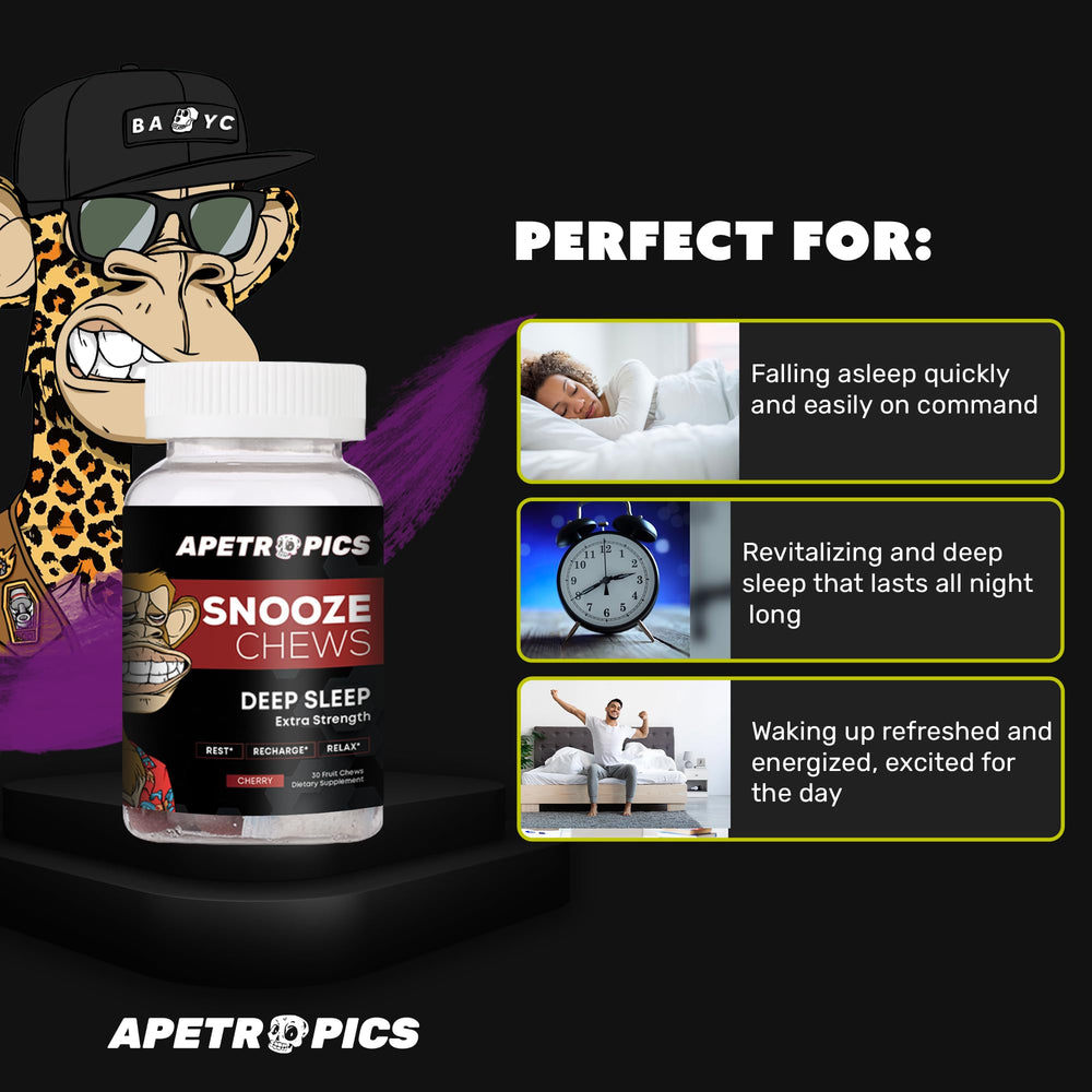 Apetropics Snooze Chews dispensing a single cherry gummy to ease your routine.