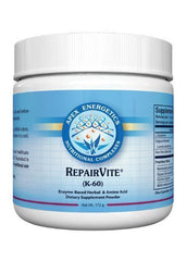Apex Energetics K-60 REPAIRVITE tub provides daily nutrition support.