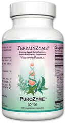 Apex Energetics Puro-Zyme TerrainZyme bottle close-up with potential immune-support and cellular health benefits.