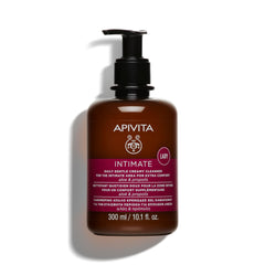 APIVITA Intimate Wash bottle pour showcases gentle cleansing for sensitive intimate skin.