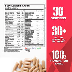 Back of Apollon Multivitamin bottle showing supplement facts and ingredients