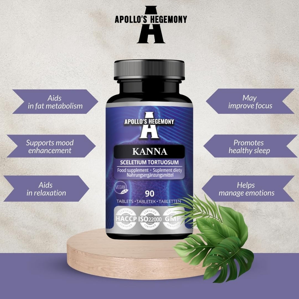 APOLLO'S HEGEMONY Kanna ingredient label shows 10:1 extract and mesembrine