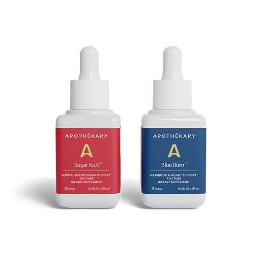 Apothékary Metabolic Duo bottle front shows antioxidant-rich blend for daily balance.