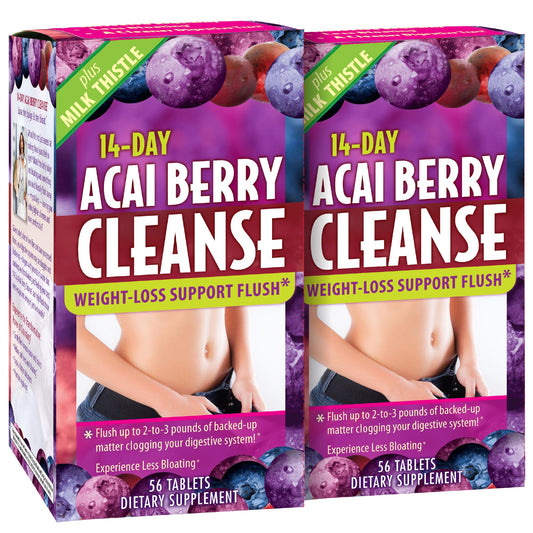 Applied Nutrition 14-day acai cleanse bottle for gentle digestion and regularity.