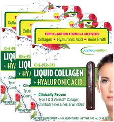 Applied Nutrition Liquid Collagen bottle pour demonstrates easy daily usage for skin support.