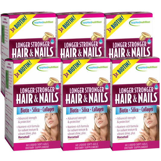 Applied Nutrition Longer Stronger Hair & Nails bottle pour supports daily vitality